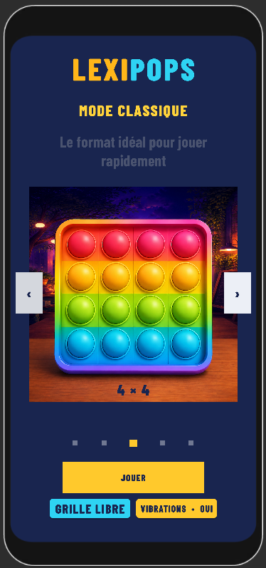 LexiPops menu screenshot